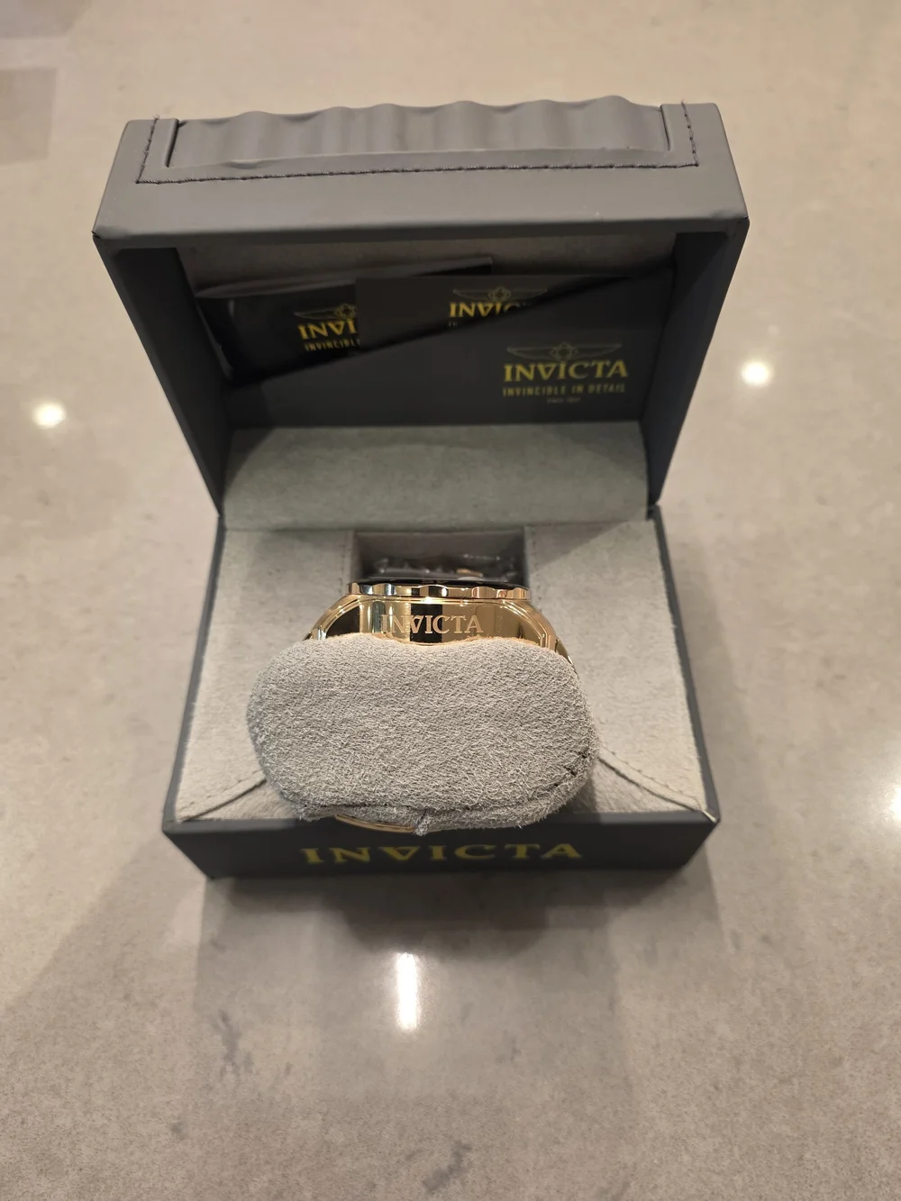 Invicta Men's Gold-Tone Chronograph Watch with Blue Dial